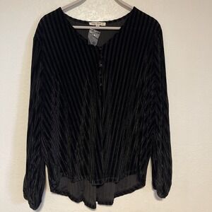 Indigo‎ Thread Co Womans Black Stretch Pullover Blouse Size XL NEW